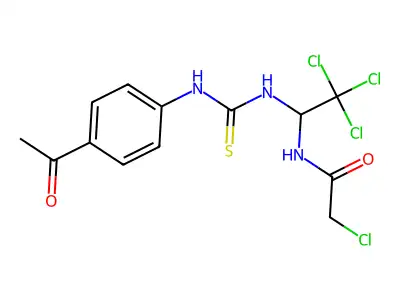 N-(1-(((4-Acetylanilino)carbothioyl)amino)-2,2,2-trichloroethyl)-2-CL-acetamide structure