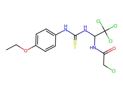 2-CL-N-(2,2,2-Trichloro-1-(((4-ethoxyanilino)carbothioyl)amino)ethyl)acetamide structure
