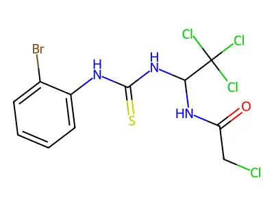 N-(1-(((2-BR-Anilino)carbothioyl)amino)-2,2,2-trichloroethyl)-2-chloroacetamide structure