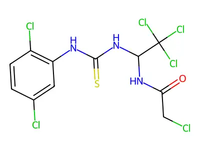 2-CL-N-(2,2,2-Trichloro-1-(((2,5-dichloroanilino)carbothioyl)amino)ET)acetamide structure