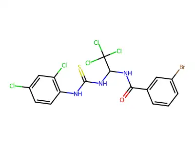 3-BR-N-(2,2,2-Trichloro-1-(((2,4-dichloroanilino)carbothioyl)amino)ET)benzamide structure