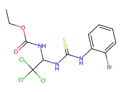 Ethyl 1-(((2-bromoanilino)carbothioyl)amino)-2,2,2-trichloroethylcarbamate structure