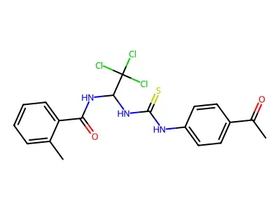 N(1-(((4-Acetylanilino)carbothioyl)amino)2,2,2-trichloroethyl)-2-methylbenzamide structure