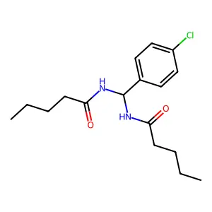 N,N'-[(4-chlorophenyl)methanediyl]dipentanamide structure