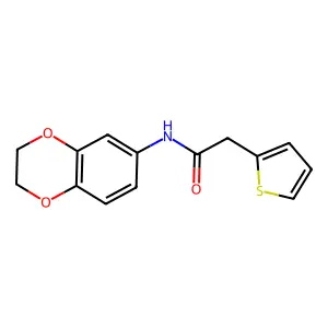 N-(2,3-dihydro-1,4-benzodioxin-6-yl)-2-thiophen-2-ylacetamide structure