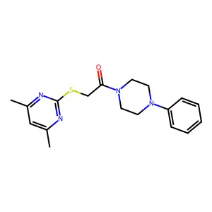 2-(4,6-Dimethylpyrimidin-2-yl)sulfanyl-1-(4-phenylpiperazin-1-yl)ethanone structure
