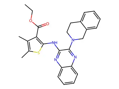 ethyl 4,5-dimethyl-2-{[3-(1,2,3,4-tetrahydroisoquinolin-2-yl)quinoxalin-2-yl]amino}thiophene-3-carboxylate structure