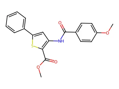 Methyl 3-(4-methoxybenzamido)-5-phenylthiophene-2-carboxylate structure