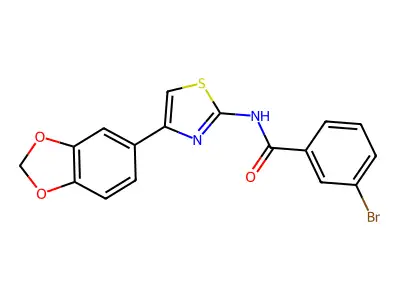 N-(4-(benzo[d][1,3]dioxol-5-yl)thiazol-2-yl)-3-bromobenzamide structure