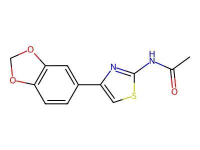 N-[4-(2H-1,3-benzodioxol-5-yl)-1,3-thiazol-2-yl]acetamide structure