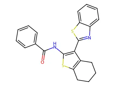N-[3-(1,3-benzothiazol-2-yl)-4,5,6,7-tetrahydro-1-benzothiophen-2-yl]benzamide structure