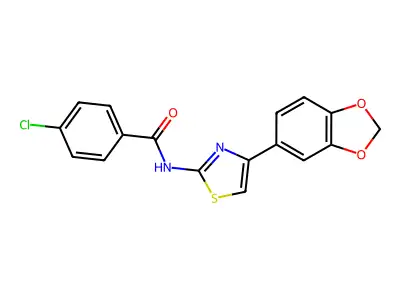 N-(4-(benzo[d][1,3]dioxol-5-yl)thiazol-2-yl)-4-chlorobenzamide structure