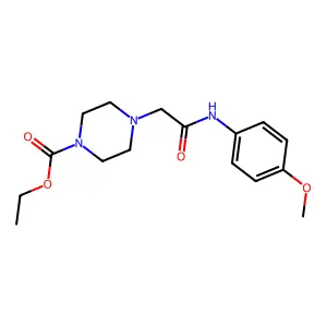 4-[(4-Methoxy-phenylcarbamoyl)-methyl]-piperazine-1-carboxylic acid ethyl ester structure