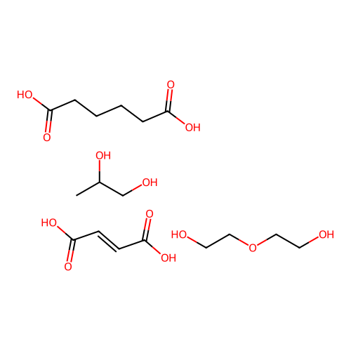 Adipic acid, fumaric acid, propylene glycol, diethylene glycol polymer structure
