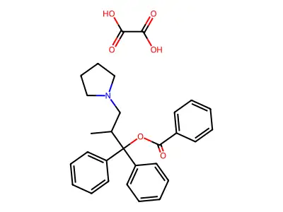 1-Pyrrolidinepropanol, alpha,alpha-diphenyl-beta-methyl-, benzoate, oxalate structure