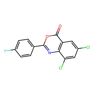 6,8-dichloro-2-(4-fluorophenyl)-4H-3,1-benzoxazin-4-one structure