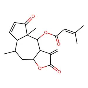 (5,8a-dimethyl-1-methylidene-2,8-dioxo-3a,4,5,5a,9,9a-hexahydroazuleno[6,5-b]furan-9-yl) 3-methylbut-2-enoate structure