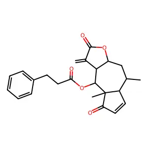 (5,8a-dimethyl-1-methylidene-2,8-dioxo-3a,4,5,5a,9,9a-hexahydroazuleno[6,5-b]furan-9-yl) 3-phenylpropanoate structure