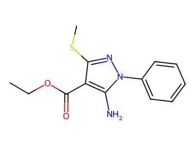 methyl 5-amino-3-(methylsulfanyl)-1-phenyl-1H-pyrazole-4-carboxylate structure