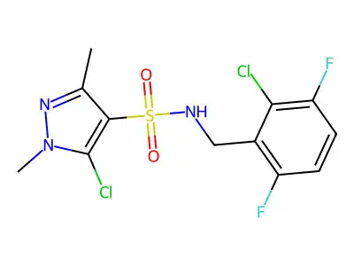 5-Chloro-N-(2-chloro-3,6-difluorobenzyl)-1,3-dimethyl-1H-pyrazole-4-sulfonamide structure