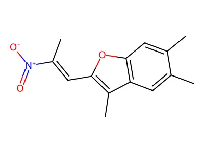 3,5,6-Trimethyl-2-(2-nitroprop-1-enyl)-1-benzofuran structure