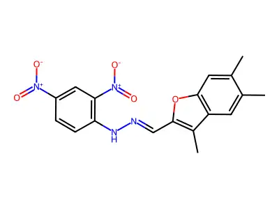 2,4-dinitro-N-[(3,5,6-trimethyl-1-benzofuran-2-yl)methylideneamino]aniline structure