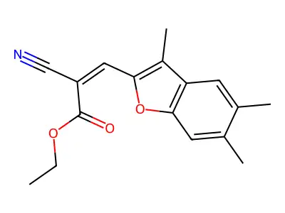 Ethyl 2-cyano-3-(3,5,6-trimethylbenzofuran-2-YL)prop-2-enoate structure