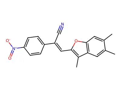 2-(4-Nitrophenyl)-3-(3,5,6-trimethyl-1-benzofuran-2-yl)prop-2-enenitrile structure
