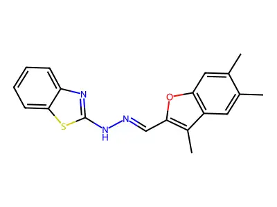 N-[(3,5,6-Trimethylbenzofuran-2-YL)methylideneamino]benzothiazol-2-amine structure