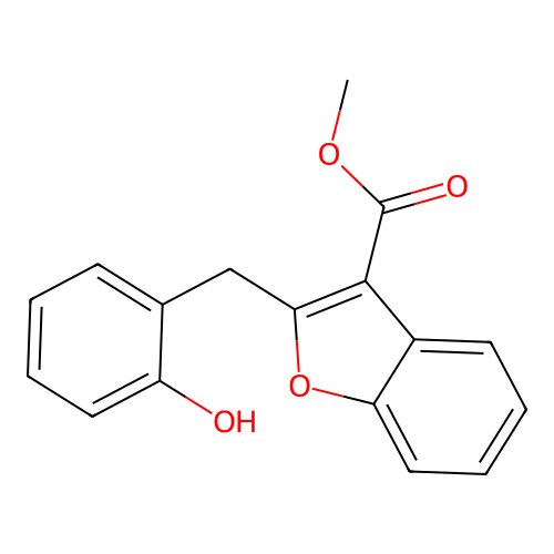 3-Benzofurancarboxylic acid, 2-[(2-hydroxyphenyl)methyl]-, methyl ester structure