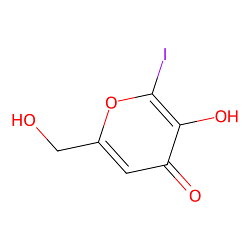 4H-Pyran-4-one, 3-hydroxy-6-(hydroxymethyl)-2-iodo- structure