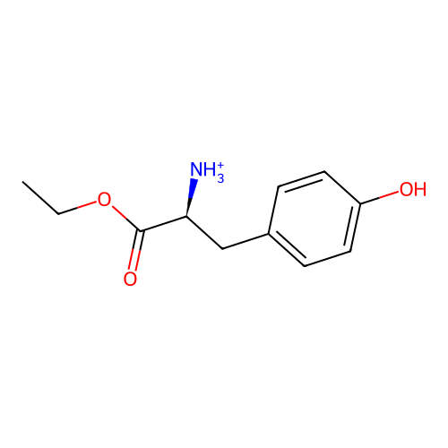 [(2S)-1-ethoxy-3-(4-hydroxyphenyl)-1-oxopropan-2-yl]azanium structure