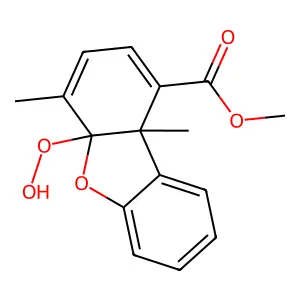methyl 4a-hydroperoxy-4,9b-dimethyldibenzofuran-1-carboxylate structure
