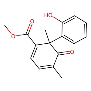 Methyl 6-(2-hydroxyphenyl)-4,6-dimethyl-5-oxocyclohexa-1,3-diene-1-carboxylate structure