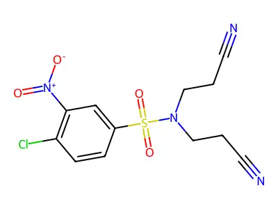 4-chloro-N,N-bis(2-cyanoethyl)-3-nitrobenzenesulfonamide structure