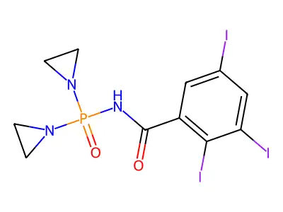 Benzamide, N-(bis(1-aziridinyl)phosphinyl)-2,3,5-triiodo- structure