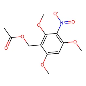 Benzenemethanol, 2,4,6-trimethoxy-3-nitro-, acetate (ester) structure