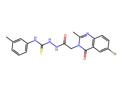 3(4H)-Quinazolineacetic acid, 6-bromo-2-methyl-4-oxo-, 2-(((3-methylphenyl)amino)thioxomethyl)hydrazide structure
