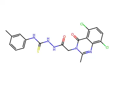 3(4H)-Quinazolineacetic acid, 6,8-dichloro-2-methyl-4-oxo-, 2-(((3-methylphenyl)amino)thioxomethyl)hydrazide structure