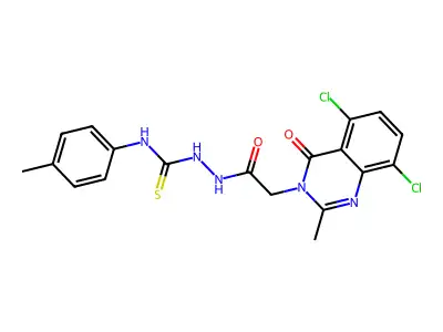 3(4H)-Quinazolineacetic acid, 6,8-dichloro-2-methyl-4-oxo-, 2-(((4-methylphenyl)amino)thioxomethyl)hydrazide structure