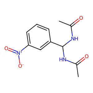 N,N'-((3-Nitrophenyl)methylene)bis(acetamide) structure