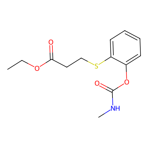 Propanoic acid, 3-((2-(((methylamino)carbonyl)oxy)phenyl)thio)-, ethyl ester structure