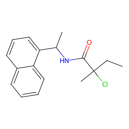 2-chloro-2-methyl-N-[1-(1-naphthyl)ethyl]butanamide structure