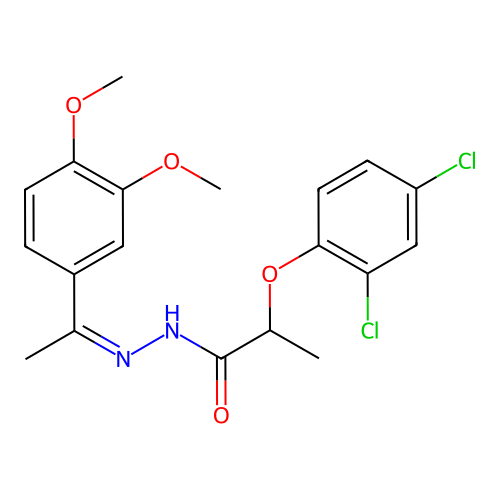 (Z)-2-(2,4-dichlorophenoxy)-N'-(1-(3,4-dimethoxyphenyl)ethylidene)propanehydrazide structure