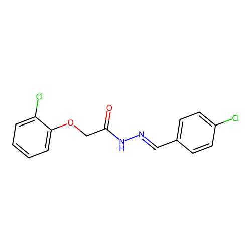 2-(2-chlorophenoxy)-N-[(4-chlorophenyl)methylideneamino]acetamide structure