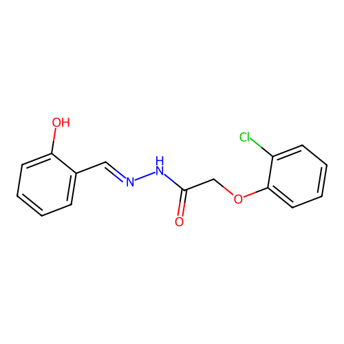 2-(2-chlorophenoxy)-N-[(2-hydroxyphenyl)methylideneamino]acetamide structure