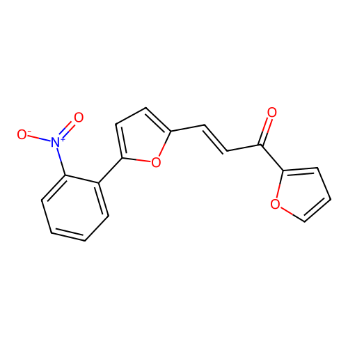 1-(furan-2-yl)-3-[5-(2-nitrophenyl)furan-2-yl]prop-2-en-1-one structure