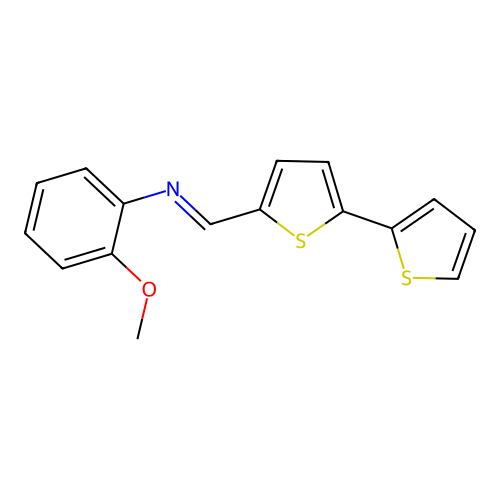 N-[(E)-2,2'-bithiophen-5-ylmethylidene]-2-methoxyaniline structure
