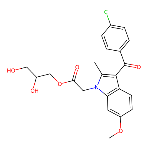 2,3-Dihydroxypropyl 3-(4-chlorobenzoyl)-6-methoxy-2-methyl-1H-indole-1-acetate structure