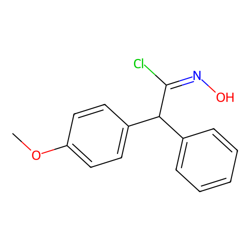 (1E)-N-hydroxy-2-(4-methoxyphenyl)-2-phenylethanimidoyl chloride structure